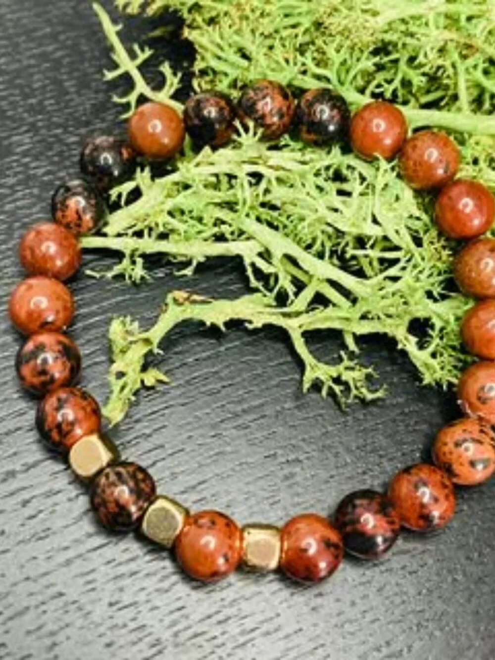 Golden Earth – Mahogany Obsidian Bracelet with 18K Gold Square Beads